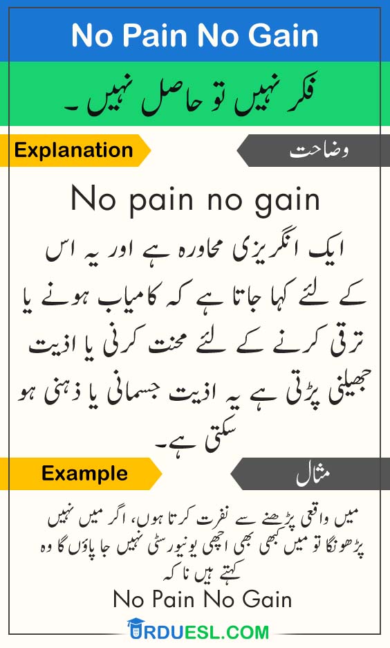 No Pain No Gain Meaning In Urdu