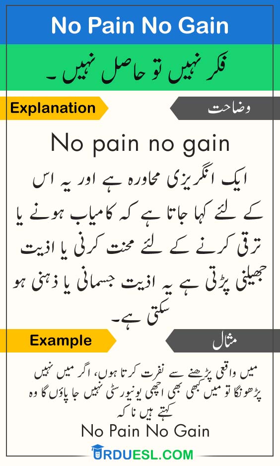 Idioms Meaning in Urdu