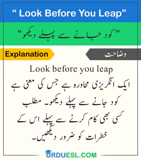 look before you leap meaning in urdu