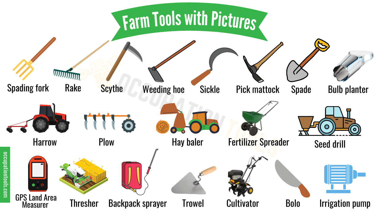 Agriculture Tools Names Uses Pictures