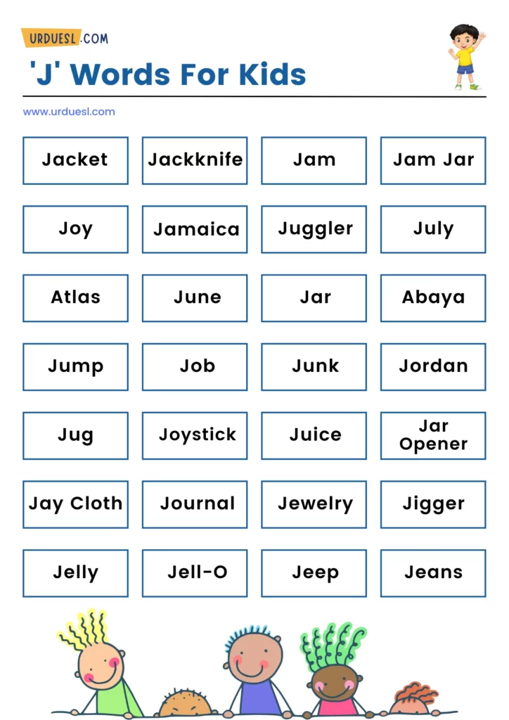 J Words List With Meaning