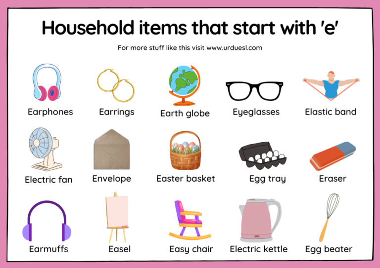 Household Items That Start With The Letter E 