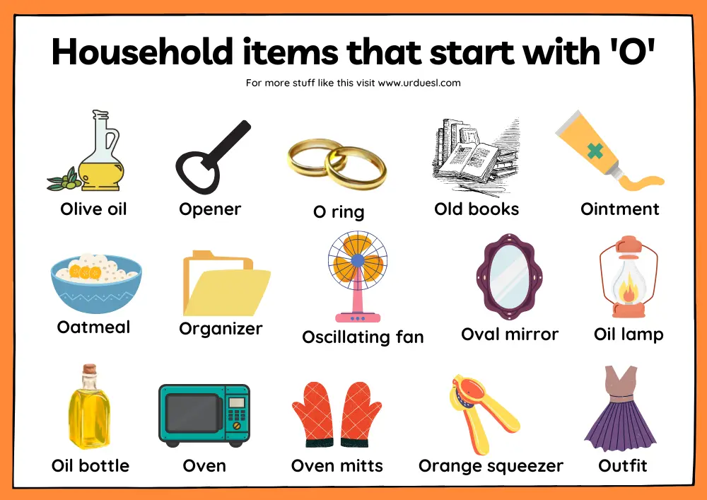 Read more about the article Household Items that Start with O – O Words for Preschool