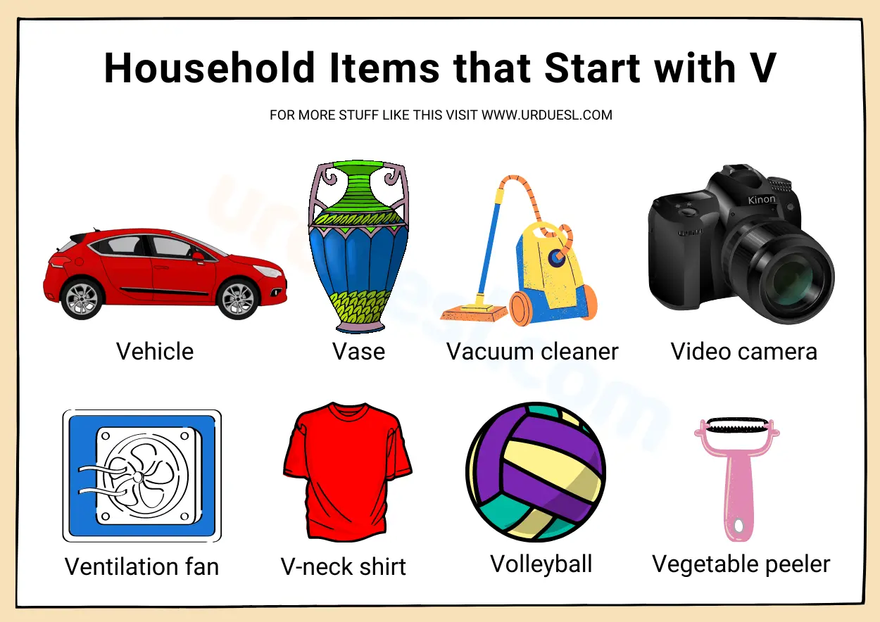 Household Items that Start with V Things that Start with V