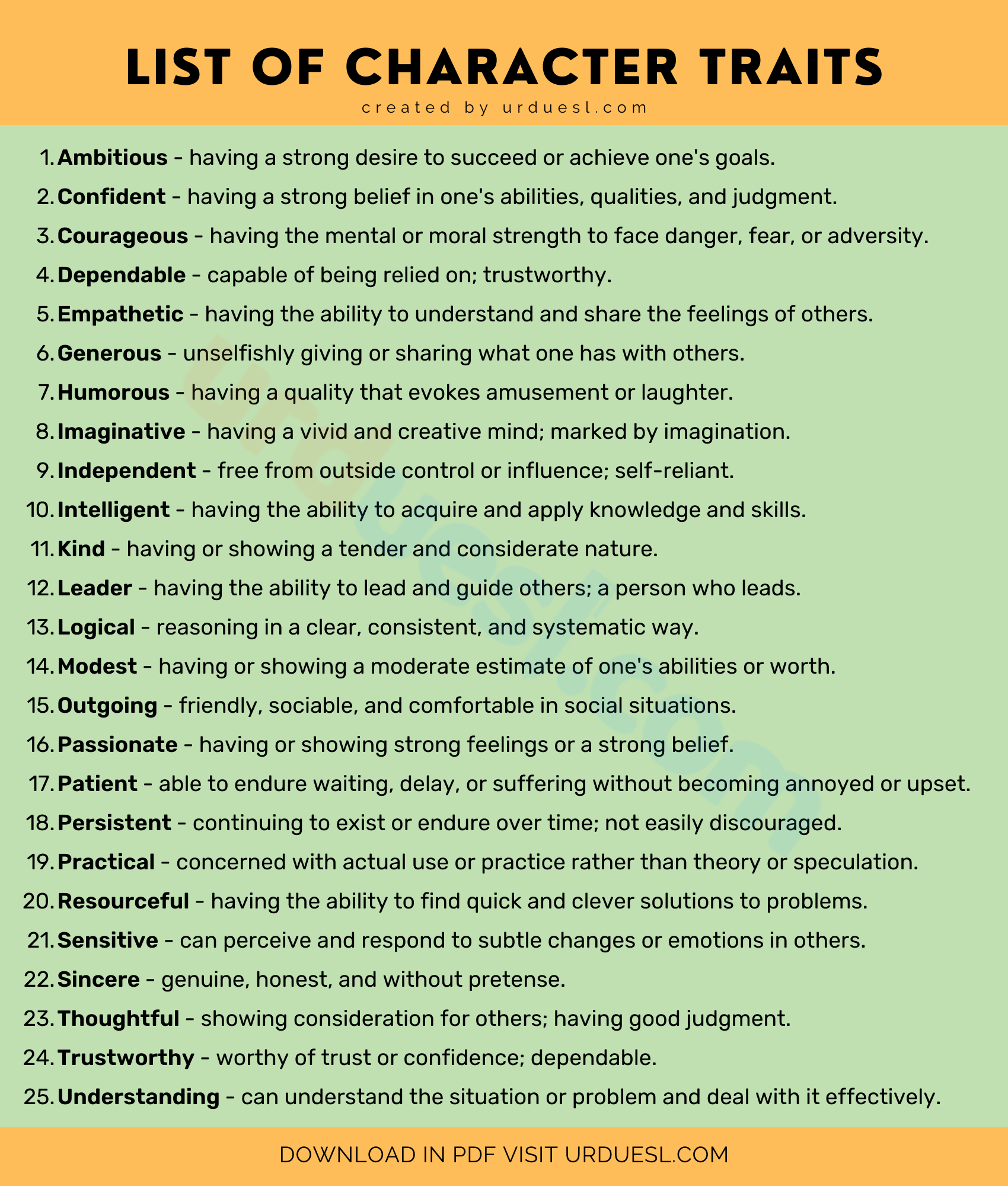 Words to Describe the Personality of a Person - Character Traits