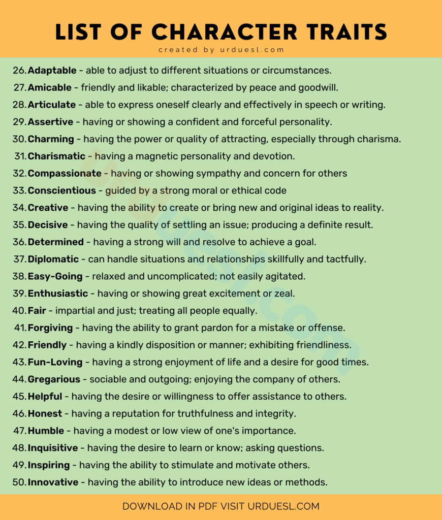 Words to Describe the Personality of a Person - Character Traits