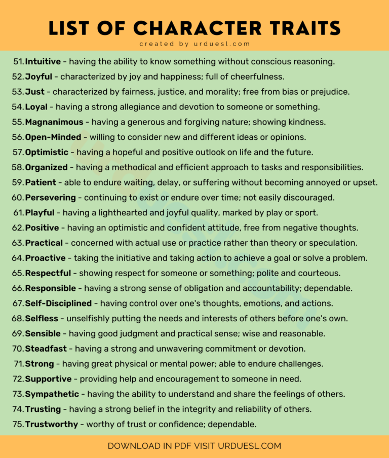 Words to Describe the Personality of a Person - Character Traits